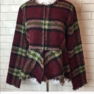 Women's New Mystree Plaid Zip Up Fitted Jacket